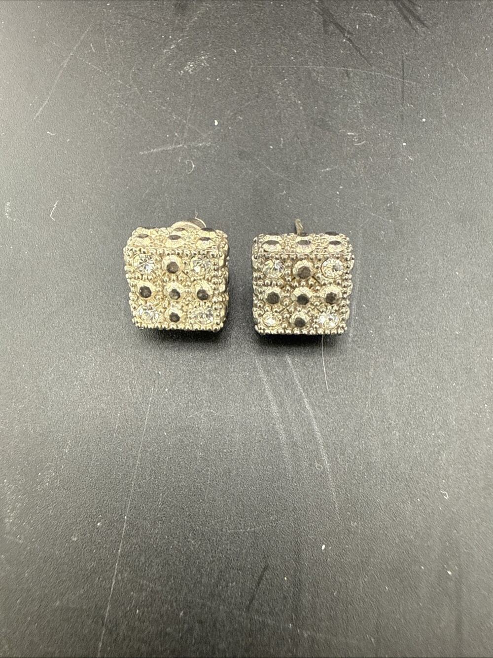 Vintage Stud Earrings Silver Tone